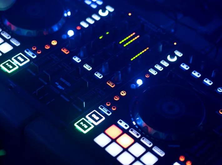 Mixing desk during a live feed